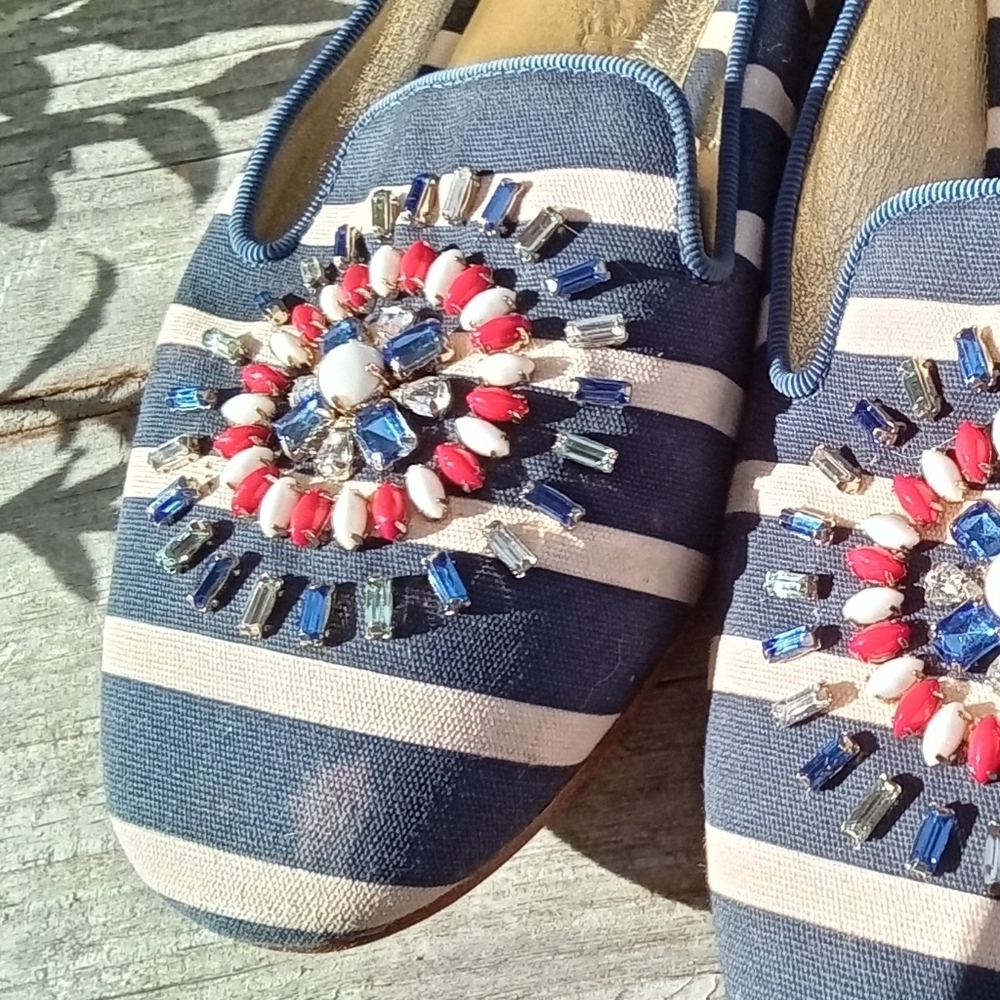 Kate Spade "Tia Firework" Loafers Embellished Canvas Slip-On Shoe Women Size 8.5 - Picture 15 of 16